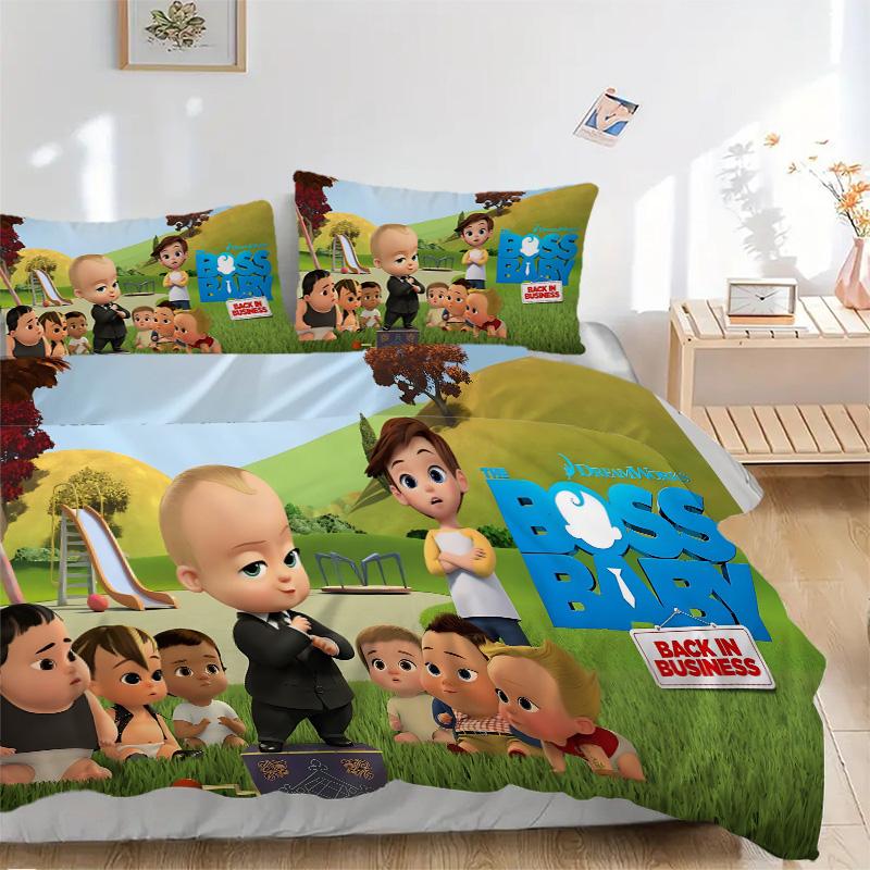 Boss Baby Returns Bettwäsche-Set 3 Teile Bettbezug mit 2 Kissenbezügen Heim-Geburtstagsgeschenk