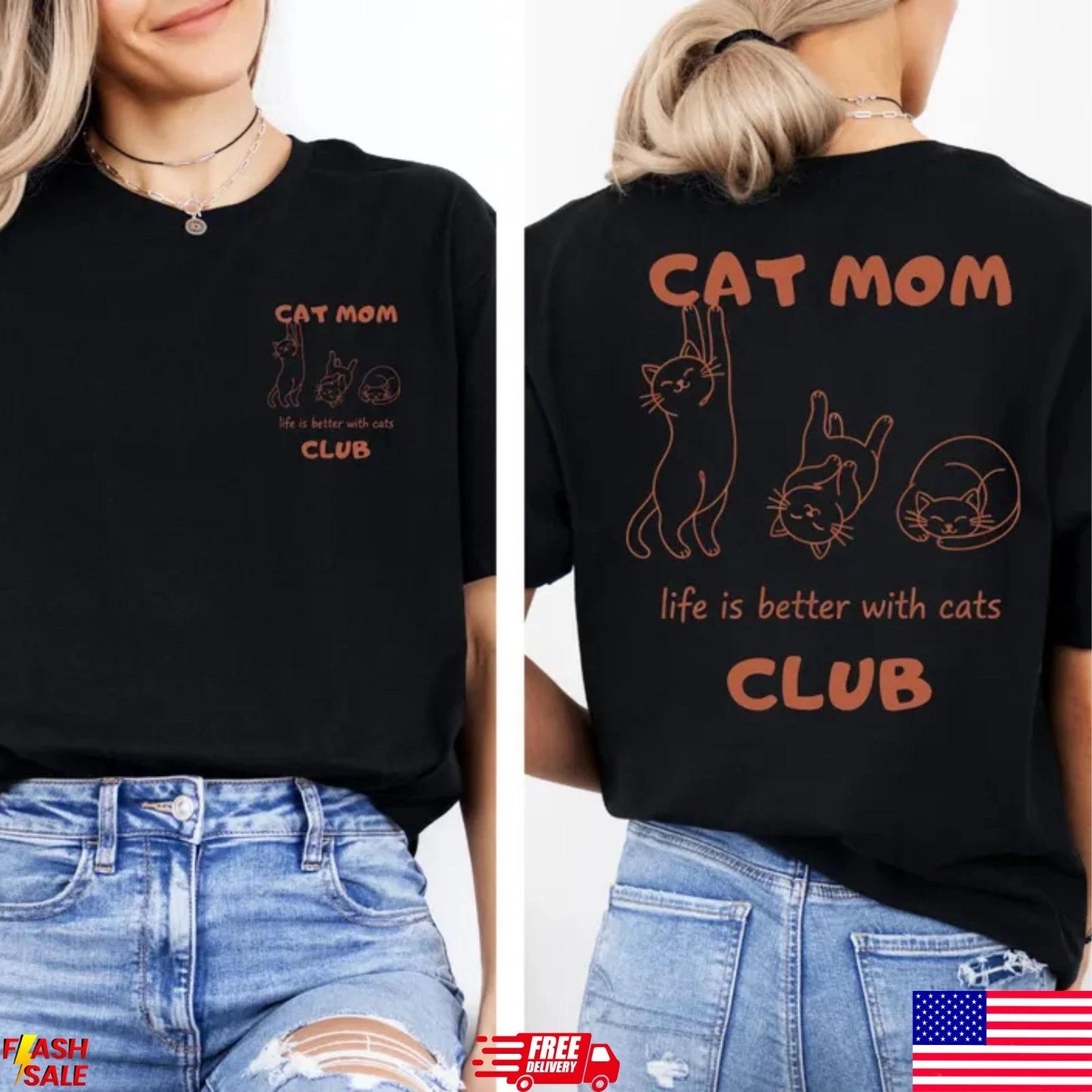 Cat Mom Shirt, Cat MomTee, Cat Mom Club TShirt, Funny Cat Shirt XL