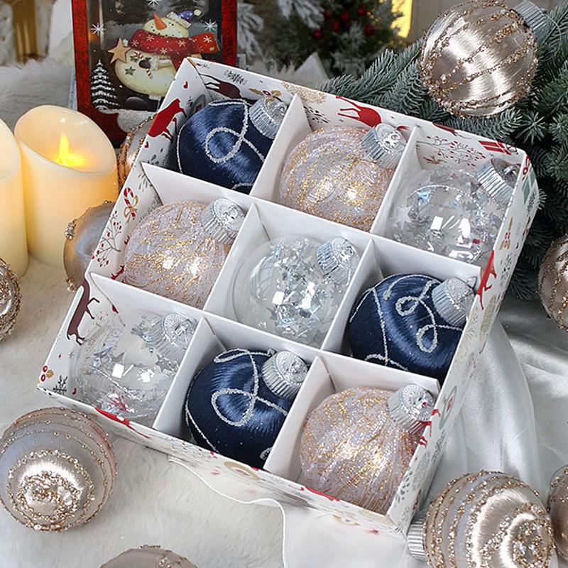 Hand-Painted Christmas Ball Ornament Set – Decorative Thread Balls for Holiday Decor