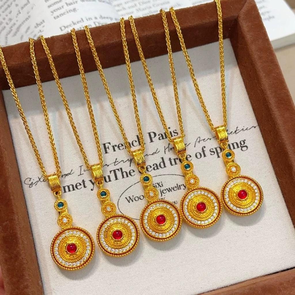 Douyin Bestseller Rhinestone Rotatable Luck Necklace with Auspicious Pendant and Micro-inlaid Chain.