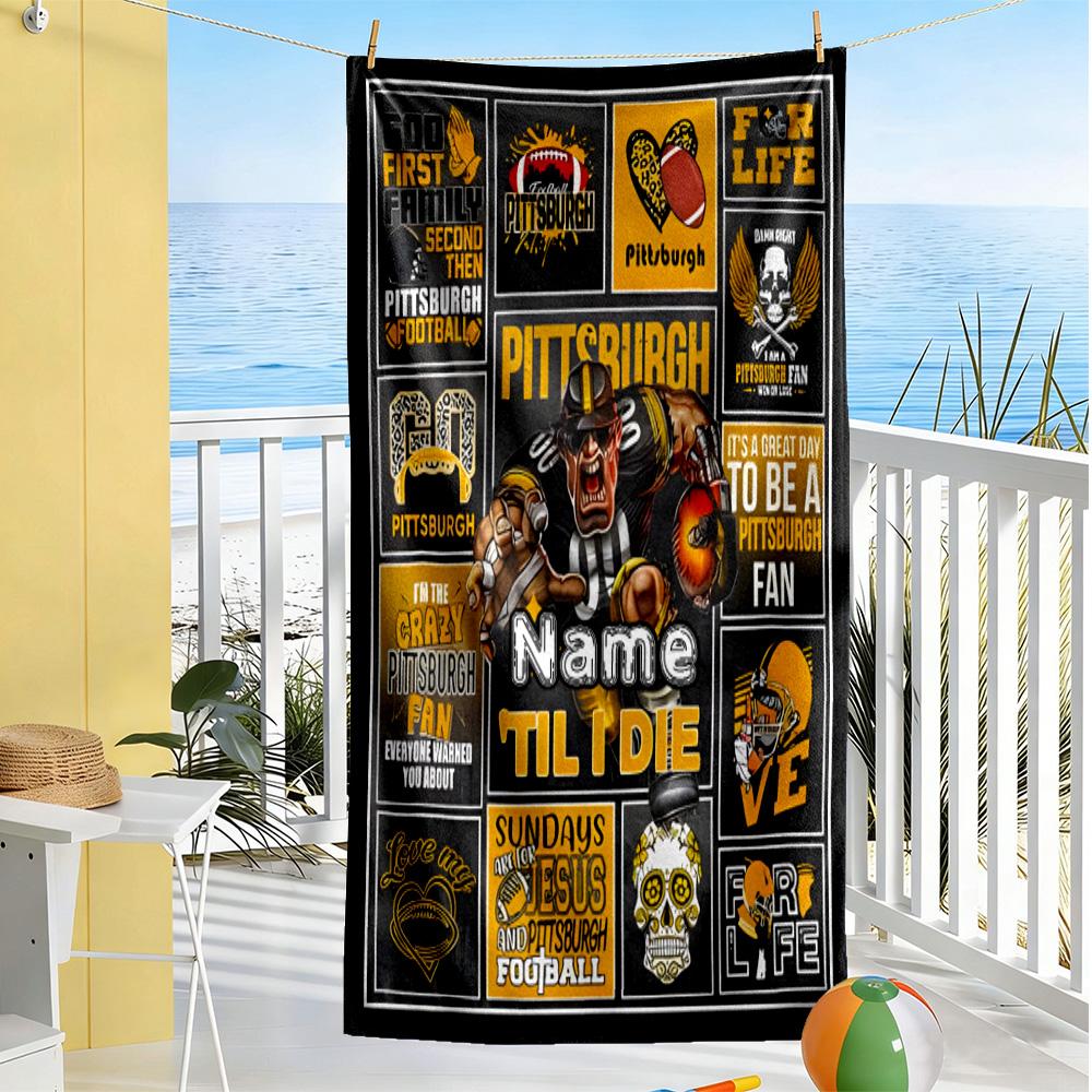 Pittsburgh Football Fan Benutzerdefinierter Name Strandtuch Weich Langlebig Schnelltrocknend Geeignet für Sport Reisen Schwimmen Yoga Badezimmer Strand Und Pool