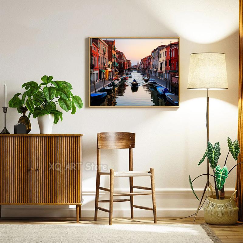Famous Venice Italy Canvas Painting Wall Art Sunset Natural Scenery Pictures Posters and Prints for Living Room Home Decoration