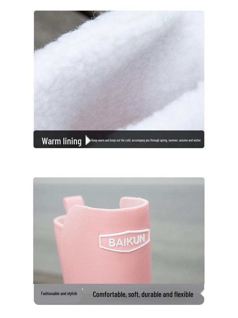 Women's Fashionable Non-Slip Waterproof Fleece-Lined Rain Boots - Perfect for Outdoors, Kitchen Work, and Car Washing