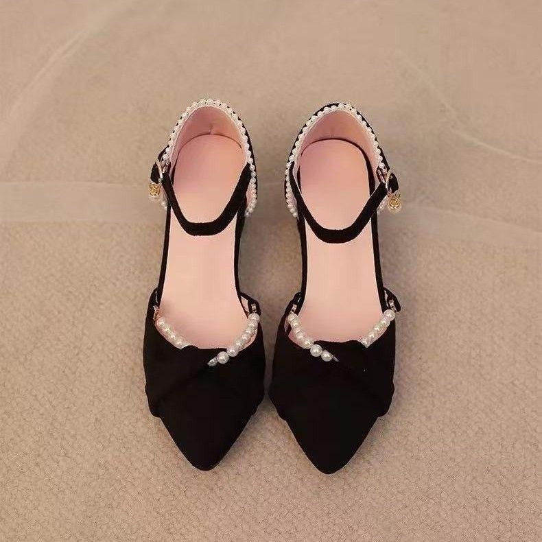 Summer Chinese Style Flat Shoes With Pu Upper And Artificial Pearl Decor For Women