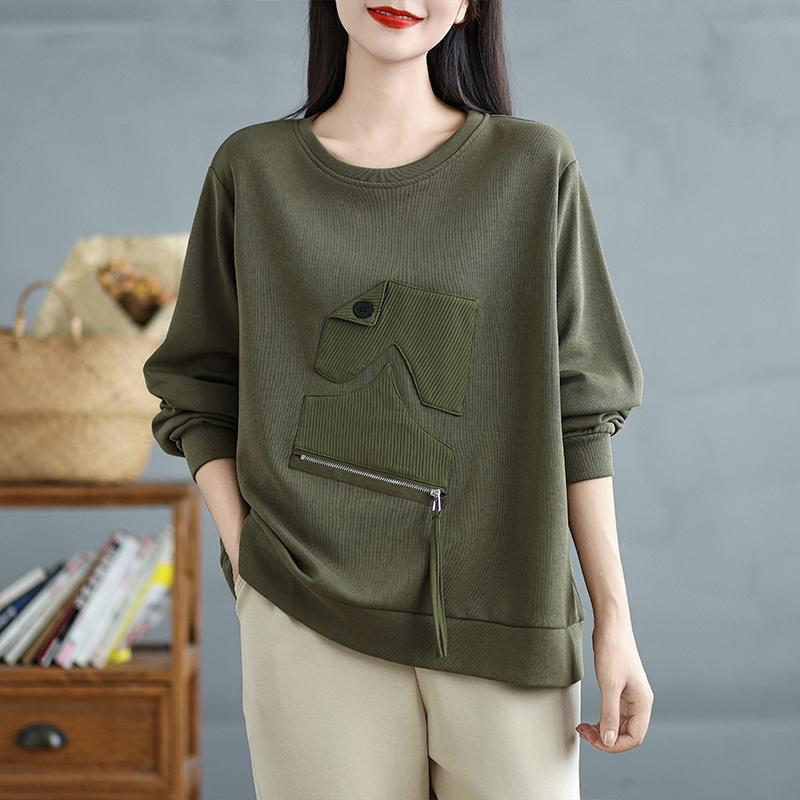 Dimanaf 2025 Women Plus Size Pullover Long Sleeve Solid Tops Tees Spring O-Neck Casual Lady Loose Shirt
