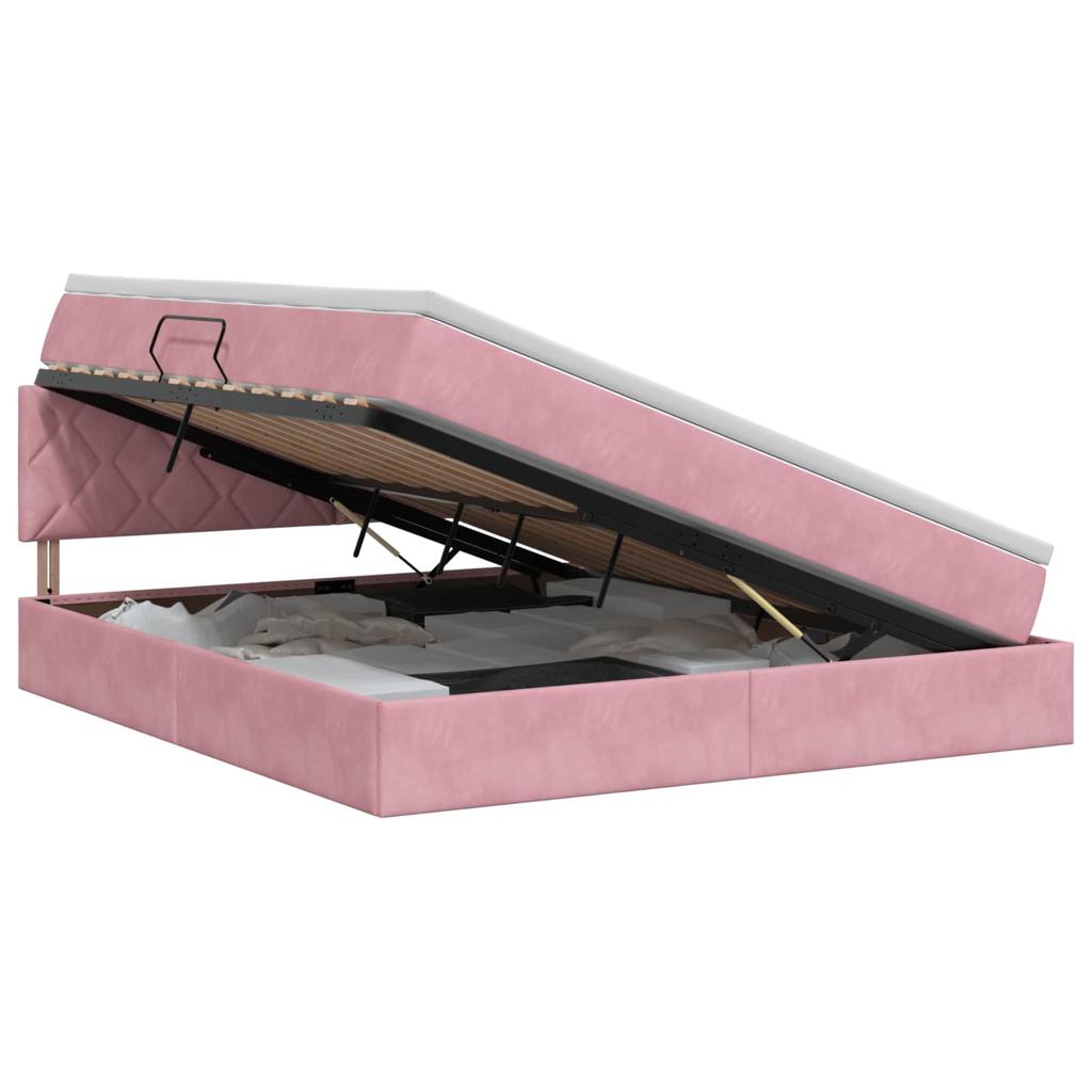 Storage Bed with Headboard Pink 180 x 200 cm Velvet