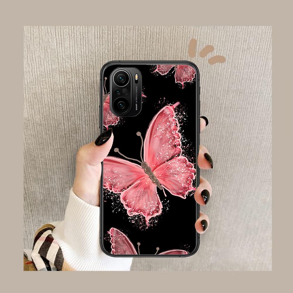 Beautiful Butterfly Pattern Phone Case For Xiaomi Redmi POCO F1 F2 F3 X3 Pro M3 9C 10T Lite NFC Black Cover Silicone Back Prett