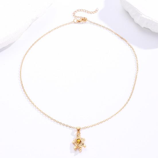 Sommerliche Strandkette für Damen: Niedliche Krabben- und Schildkröten-Anhänger-Halskette mit künstlichem Edelstein im Küstenstil – perfekt für den Strandurlaub