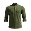 Mens Long Sleeve  Casual T-Shirts For Men Plaid Textured Top 4-Button Muscle Tee Baseball Golf