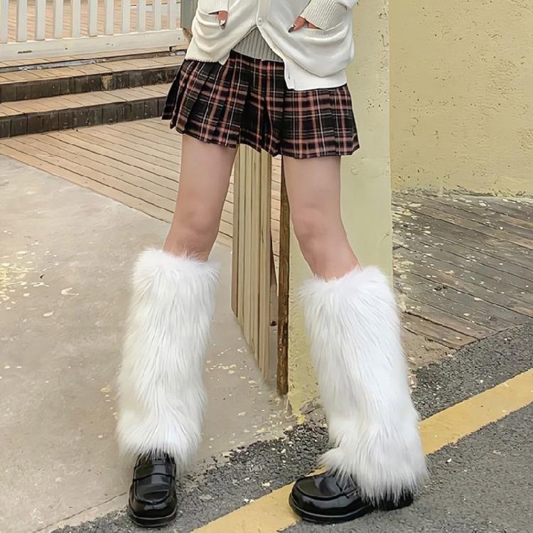 Faux Furs Leg Warmer,Y2K Warm Cozy Fuzzy Leg Warmer Boot Cuffs Cover for Womens