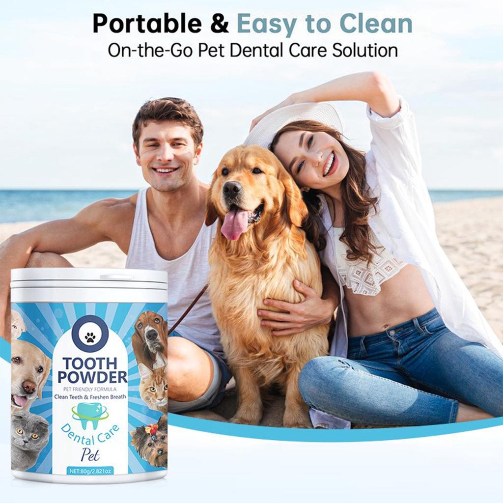 Pó para Limpeza de Dentes de Animais de Estimação Para Cães e Gatos Para Melhorar o Mau Hálito e Remover Tártaro e Limpeza Oral.