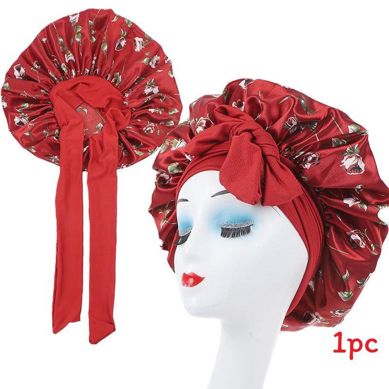 Satin Hair Hat With Digital Floral Design For Comfort And Style