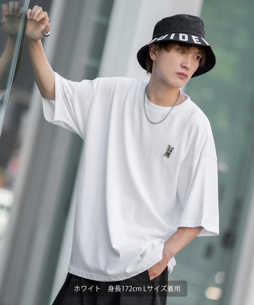 IMPROMES Casual SIDEWAYSTANCE Embroidered Downer Bulldog Short Sleeve T-Shirt, Men's, White