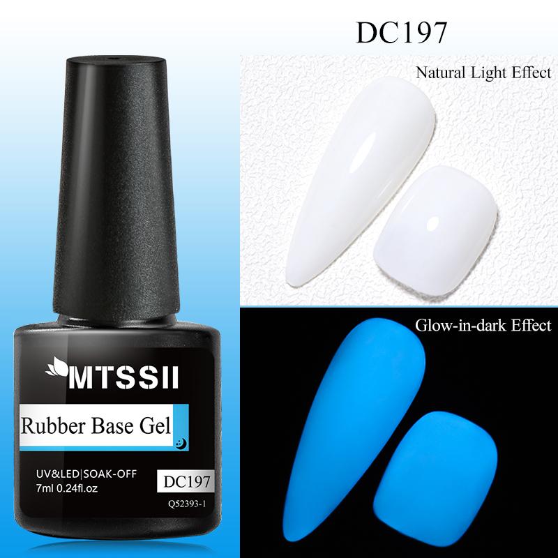 

MTSSII 7 мл Светящийся резиновый гель-основа Светоотражающий блестящий гель-лак для ногтей Светящийся в темноте Синий Зеленый Сверкающие блестки Полупостоянный УФ-светодиодный гель-лак BBQ52393-1