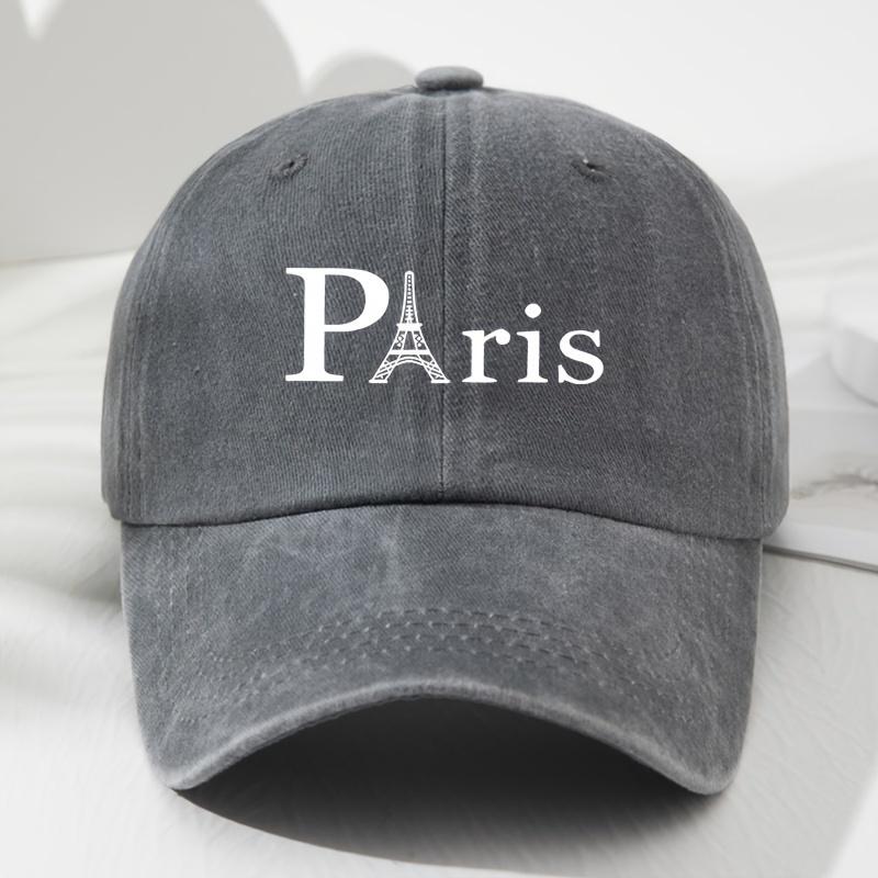 Paris Eiffel Tower Baseball Cap Polyester Vintage Style Adjustable Breathable Casual Outdoor Sun Protection Hat