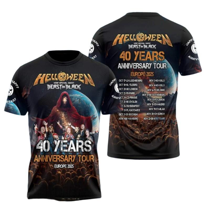 Rock Band Halloween 40th Anniversary Tour 3d Print T shirt Top Womens Sports Large size Tops Tees Skull T shirt For Men Clothing
