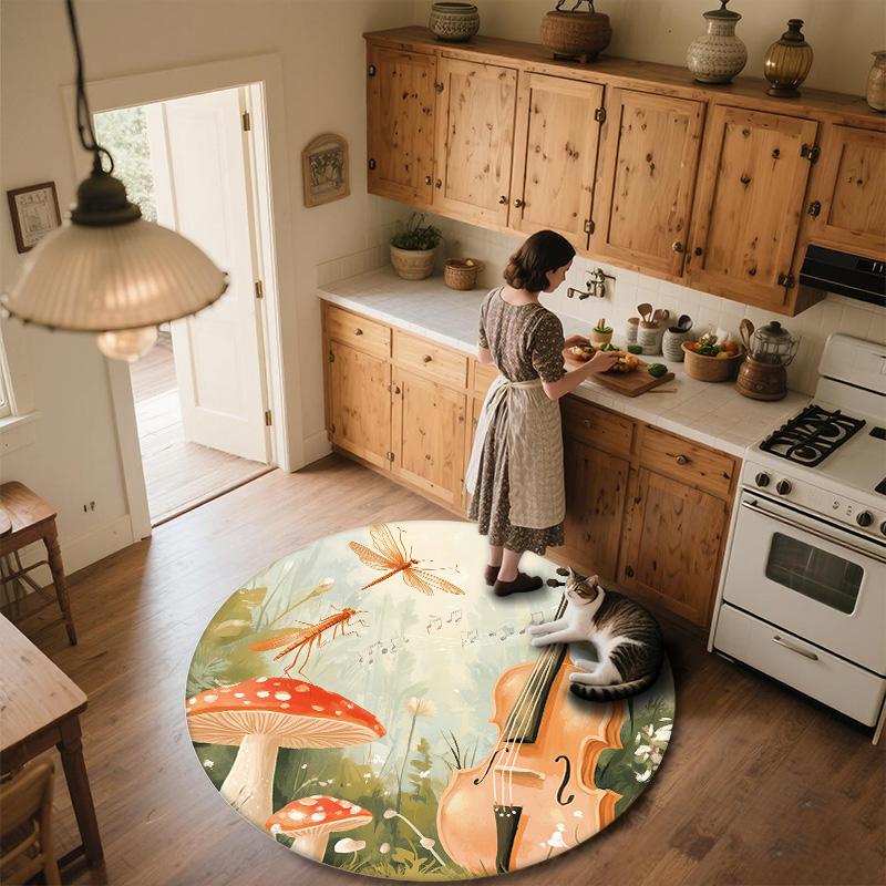 Vintage Dragonfly,Round Area Rug,Carpet Rug for Living Room Bedroom Sofa Playroom Decor,Non-slip Floor Mat