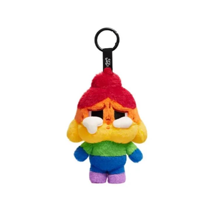 

Новый POP MART CryBaby Подбодрись, малышка! Плюшевый кулон PPMT-2410-0183 Rainbow Crying Doll Charm