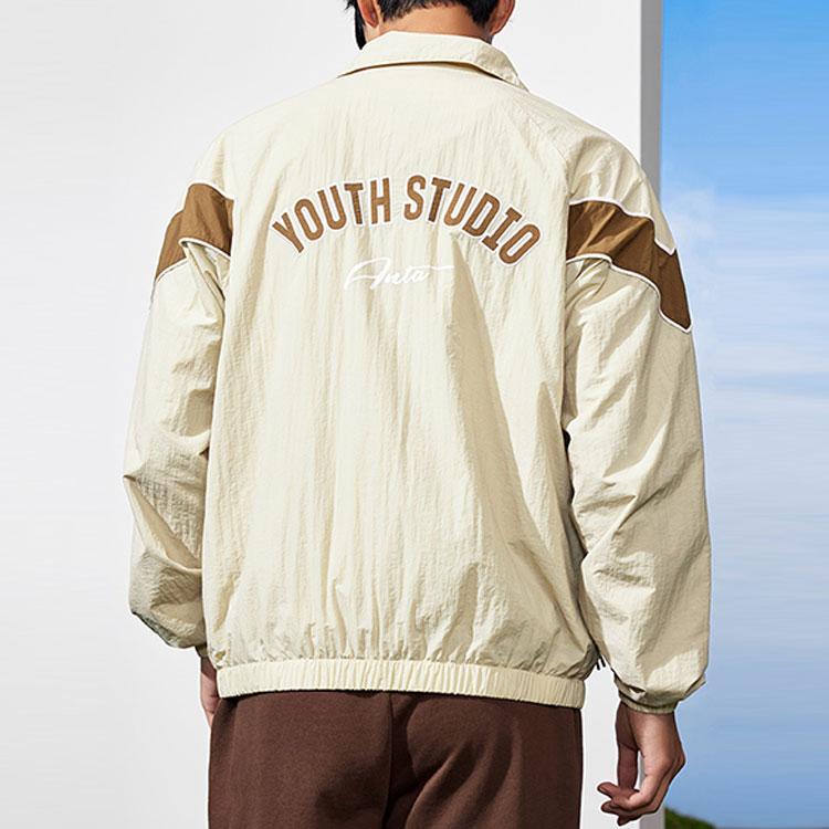 Anta Color Block Zip-Up Stand Collar Jacket Unisex Jacket Light-Smoke-Gray 952318603-1