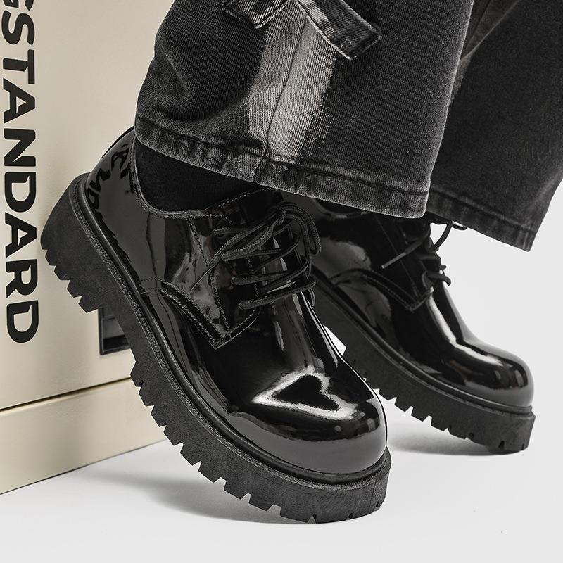 Chaussures de ville pour hommes d'affaires en cuir verni mode, chaussures décontractées à grosse tête pour hommes, confort antidérapant, chaussures formelles tendance pour mariage, banquet, fête