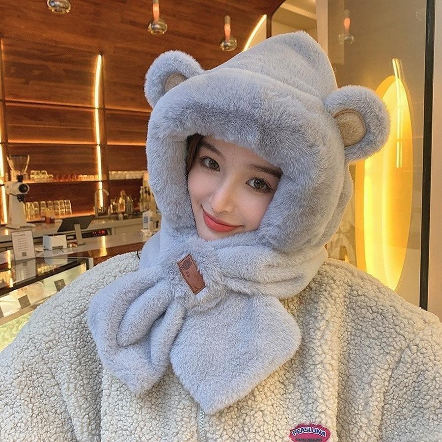 Winter Plush Hat for Women, Cute Matching Scarf Set, Fleece-Lined Warm Earflap Hat for Cycling and Cold Weather