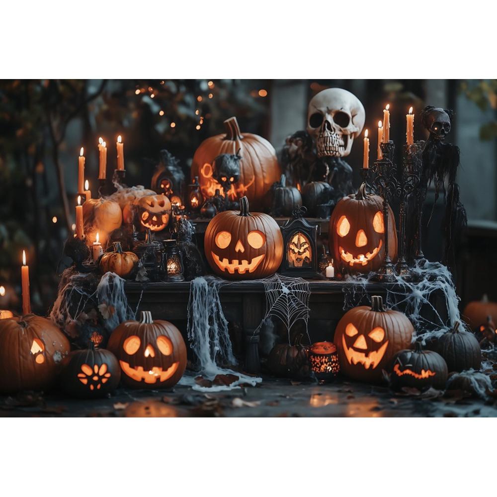 Yeele Fotografie Hintergrund Halloween Horror Mondnacht Gelber Ahornwald Kürbis Laternen Kinder Erwachsene Party Dekoration Kulisse