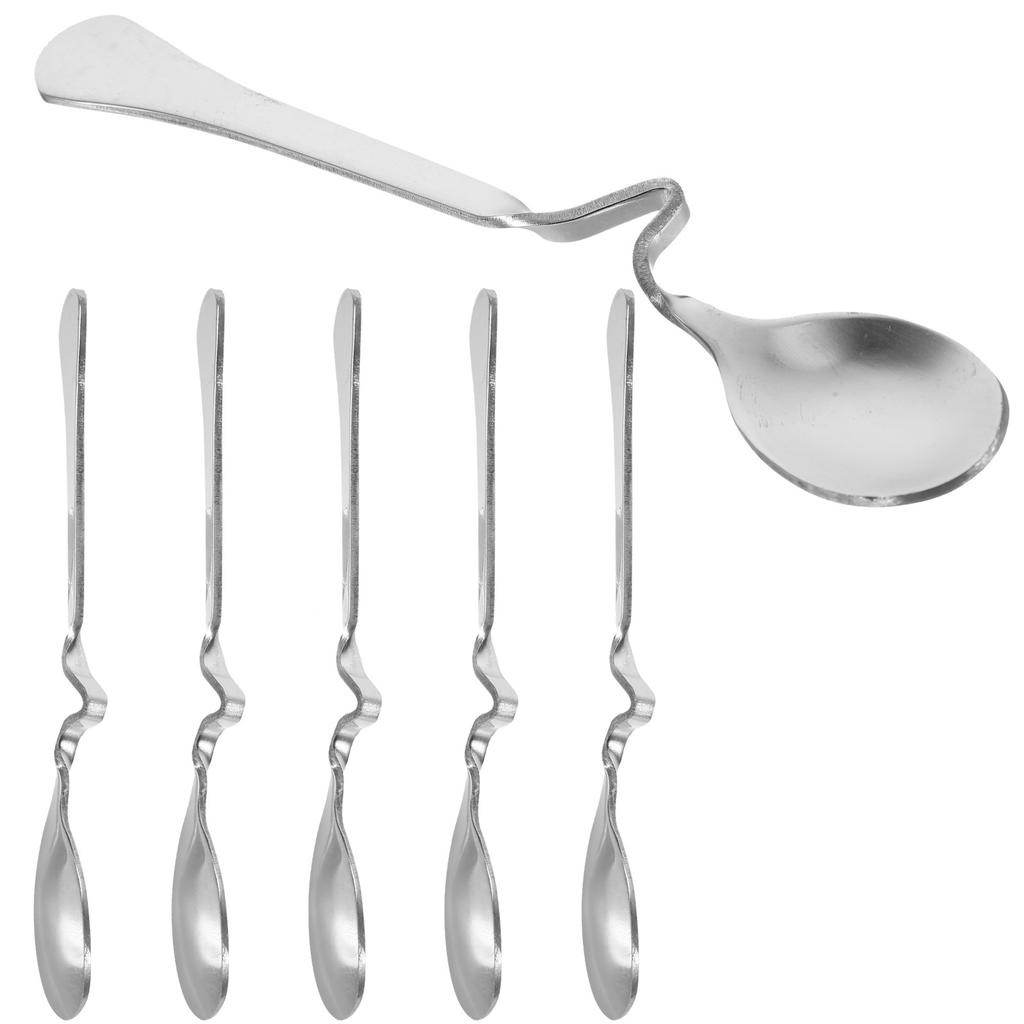 6 Pcs Stirrers Mixing Spoons Stainless with Curved Handle Coffee Stirring Steel