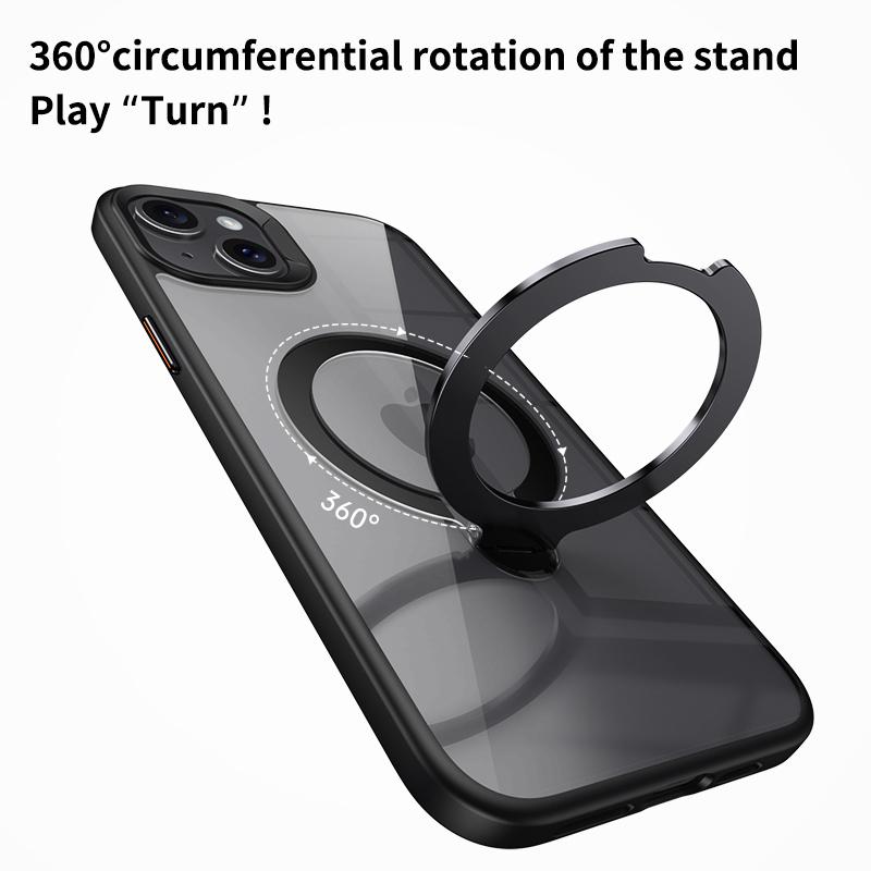 For iPhone 15 Case Compatible with MagSafe TPU+Acrylic Kickstand Clear Phone Cover