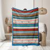 Bohemian Stripes Printed Plush Blanket – Warm Throw for Sofa, Bed, Office, Travel or Camping Chair – Soft Flannel Blanket