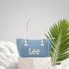 New Lee PU, Textile Mixture Tote Handbag, Shoulder Bag Women's Dark Blue & Brown/Light Blue & White LE250248M