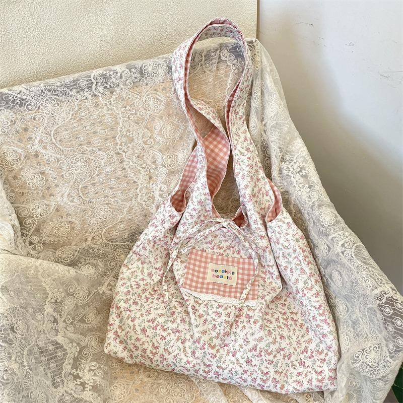 22 Large-capacity Bag Spring and Summer Student New Floral Cloth Bag Canvas Bag Shoulder Flower Splicing Model