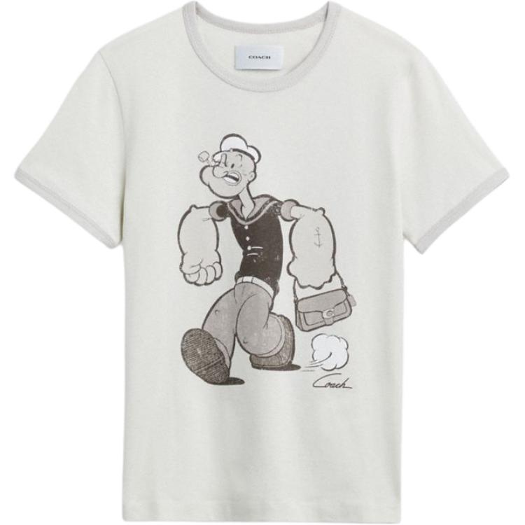 

Coach Fw24 Logo Print Round Neck Pullover Short Sleeve T-Shirt Women tops Black CZ504-GRY XS