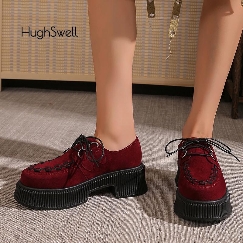 Mode Leopard Creeper Sneaker Frau Herbst Wildlederimitat Plateau Schuhe Damen Dicke Sohle Schnürschuhe Kleid Oxford Zapatos De Mujer