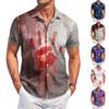 Men's Halloween Printed Short Sleeve Casual Shirt