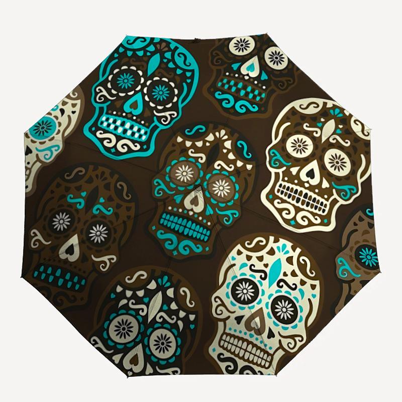 

1pc Sugar Skulls Automatic Umbrella - 8-Rib Durable Frame, Portable Fashion Accessory & Holiday Gift yy251117170