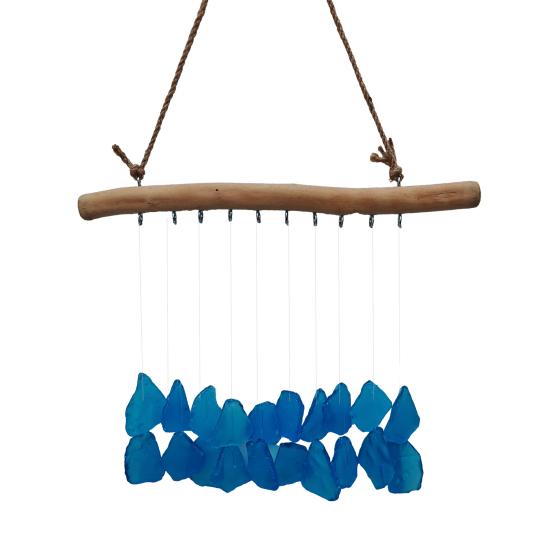 

Sea Glass Wind Chime for Outside Handmade Coastal Style Blue Seaglass Art for Indoor Outdoor Garden Home Decor Housewarming Gift for Women светло-синий
