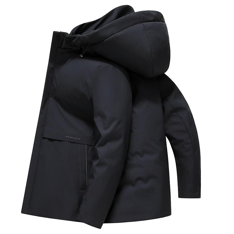 Men's 5-in-1 White Goose Down Jacket with Removable Liner - High-End Winter Outerwear for Middle-Aged Warmth
