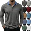 Men's Long Sleeve Collared T-Shirt Casual Top for Fall and Winter