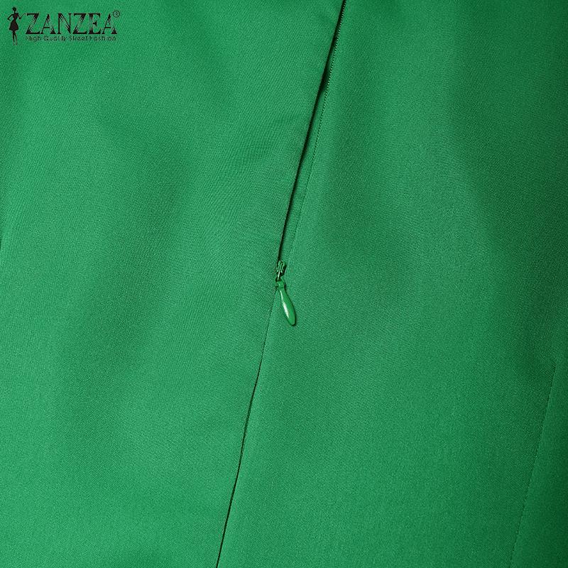 ZANZEA Damen Lässig Blumenstickerei Patchwork Sommer Kurzarmkleid