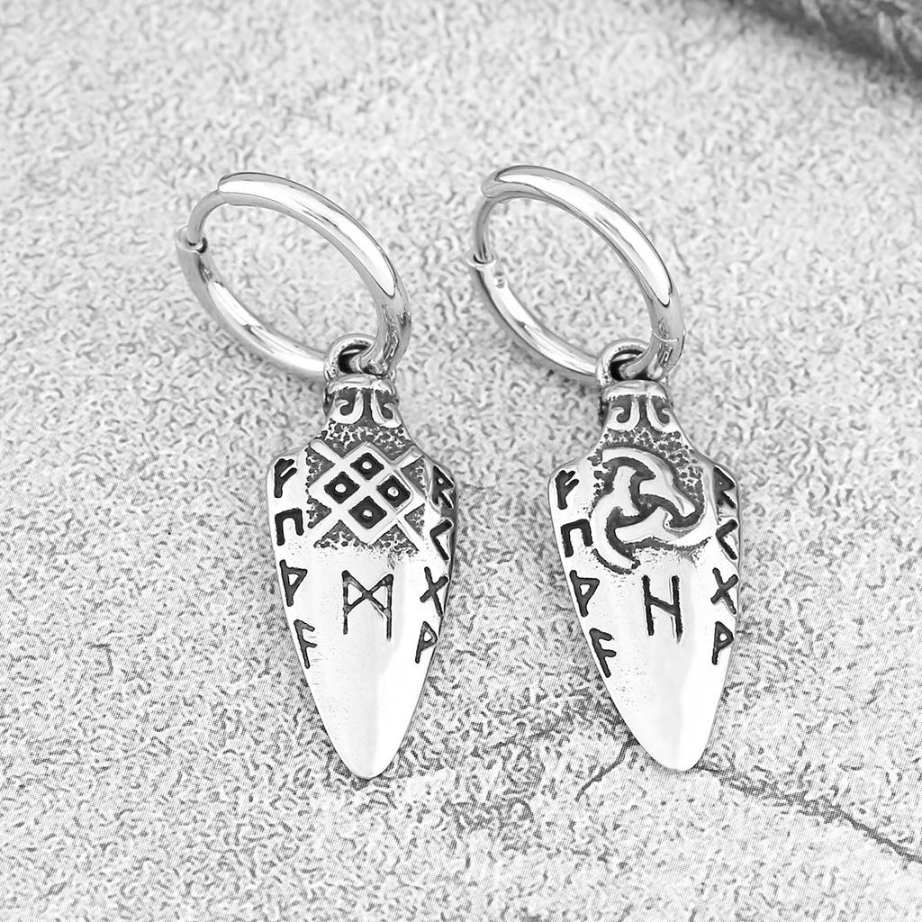 925 Sterling Silver Classic Viking Earrings Nordic Men's Vintage Scandinavian Amulet Jewelry Studs Party Accessories