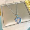 Women Colorful Full Zircon Heart Shaped Titanium Steel Clavicle Necklace