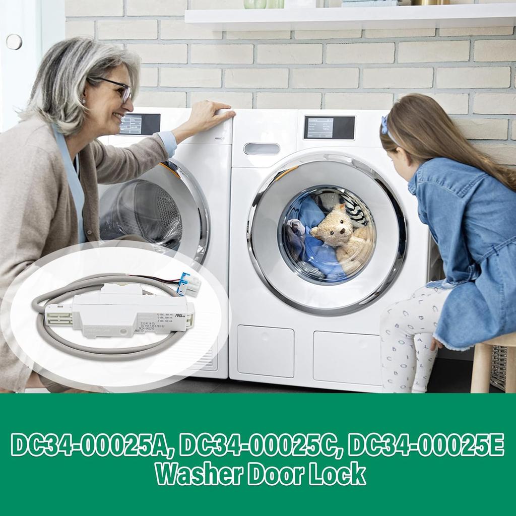 DC34-00025E,DC34-00025A, DC34-00025C Washer Door Lock Switch Compatible with Samsung Washer Replaces AP6037187, PS11771585,4546106, AP6225255,