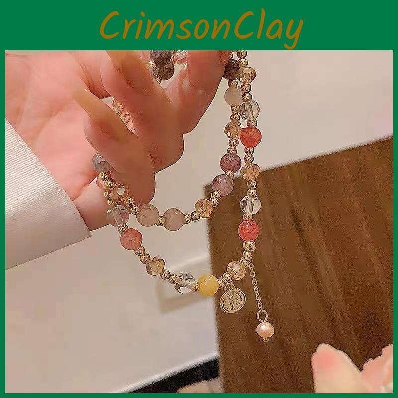 Artistic Double Layer Pearl Bracelet Elegant Handmade Jewelry For Spring 2024