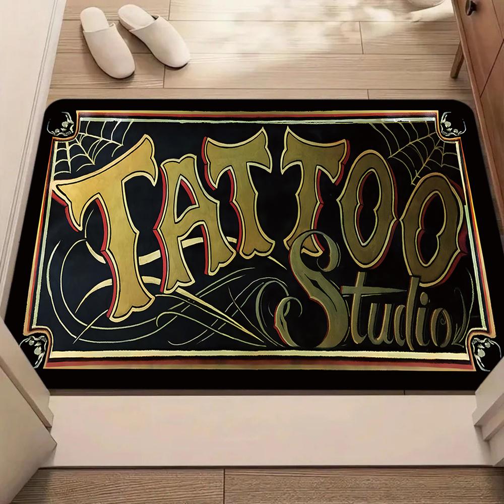 Tattoo Shop Mat Indoor Welcome Doormat Washable Bathroom Bedroom Kitchen Accessories Rug Non-slip Corridor Porch Entrance Carpet