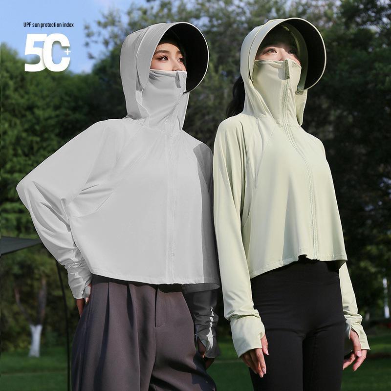 Women's Summer 2024 UV Protection Ice Silk Cycling Cardigan – Black Glue Original Yarn, Lightweight, and Breathable.