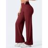 Pantaloni da Yoga a Gamba Larga Snellenti in Nylon Taglie Forti con Vita Incrociata e Sollevamento Glutei