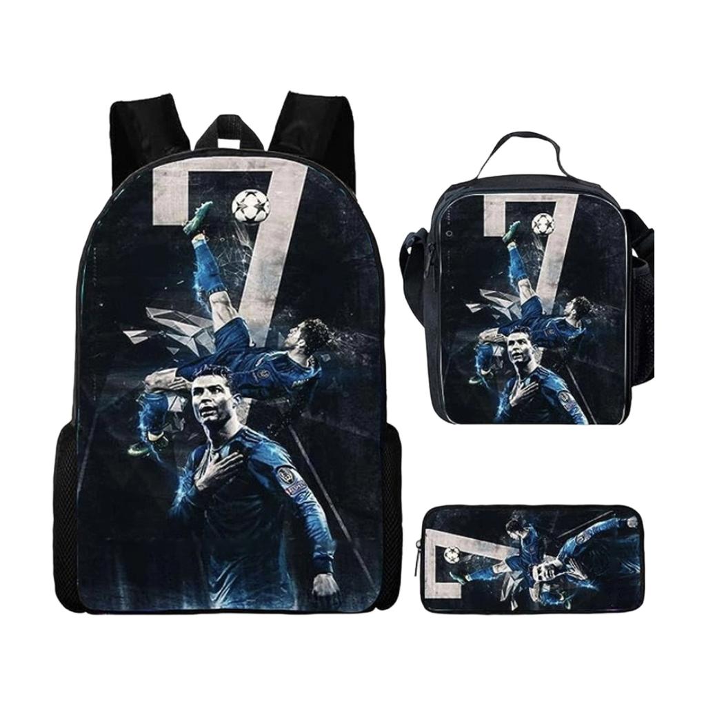 Casual Printed Backpack Large Capacity School Bag Pencil Case Lunch Bag Three Piece Set Suitable for Daily Use Travel and Outdoor Activities