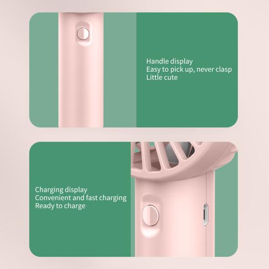 Portable Handheld Mini Fan USB Rechargeable Cooling Fan Quiet Desktop Personal Fan for Outdoor Travel Summer Use