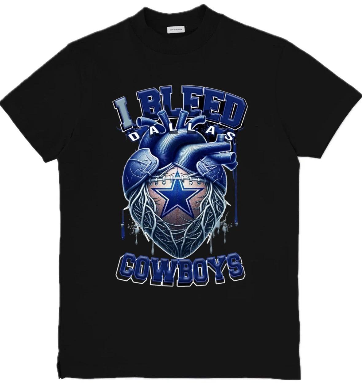 I Bleed Dallas Cowboys NFL Custom Graphic T-Shirt Size S-3XL S