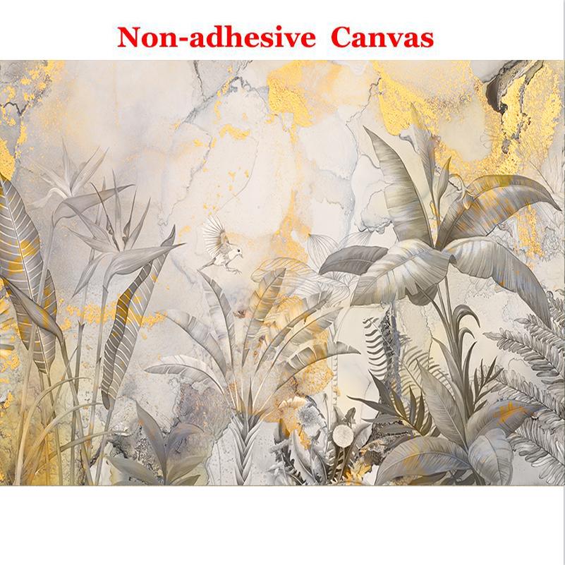 

3D Фреска Обои Ретро Абстрактный Дом Тихий Ветер Ручная Роспись Тропический Лес Растения Листва Фон Фреска 300cm (W) x 200cm (H)